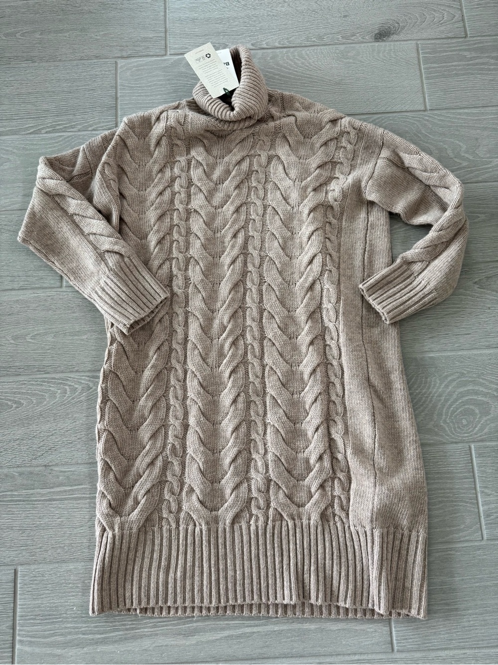 BARBOUR Woodlane Cable Knit Dress in Nougat Tan Size 4 NWT - Picture 8 of 11